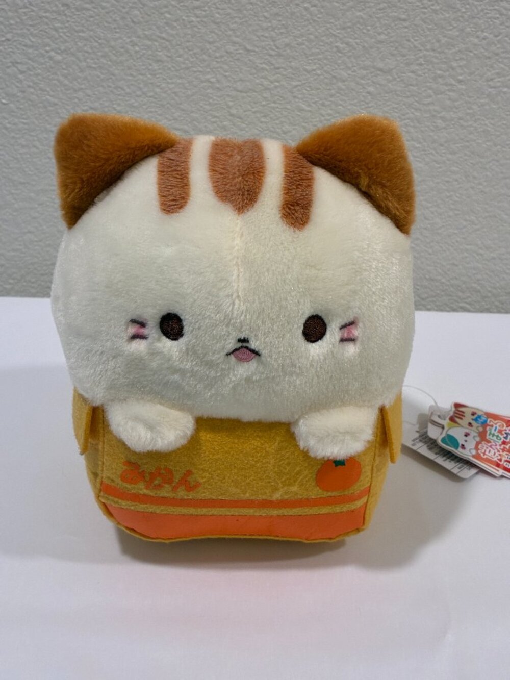 Official YELL Juice Box Cat Orange/Ivory Plush NWT